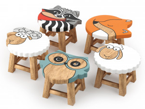 kids furniture01-animal chairs 3D Model
