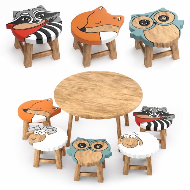 kids furniture01 animal chairs 3D in 3DExport