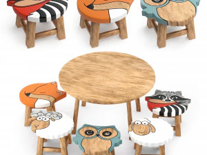 muebles para ni&ntilde;os01-sillas de animales Modelo 3D