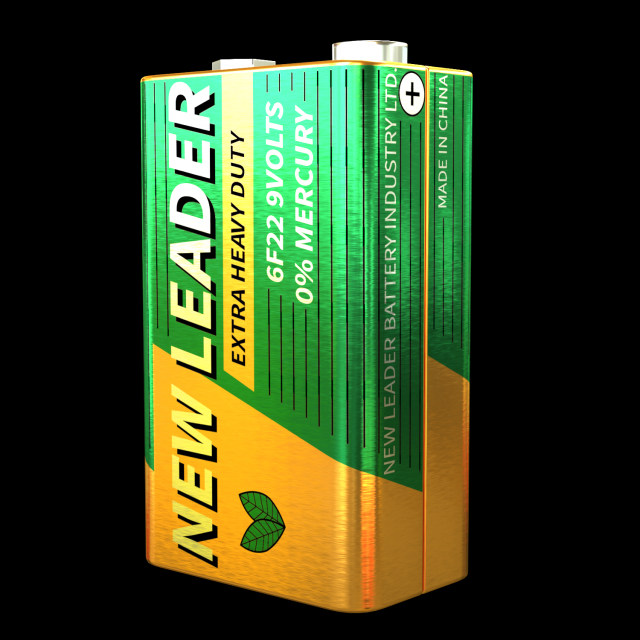9 volts battery 3D Model .c4d .max .obj .3ds .fbx .stl .blend 