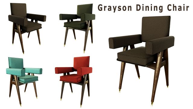 grayson dining chair Model 3D .c4d .max .obj .3ds .fbx .stl .blend