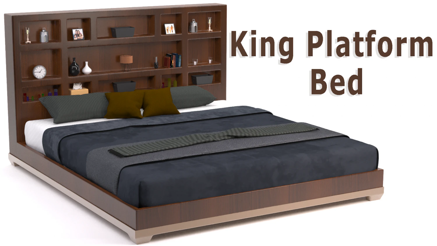 king platform bed 3D Model .c4d .max .obj .3ds .fbx .stl .blend 