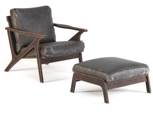 Omax Decor Zola Accent Chair Ottoman 3D Model