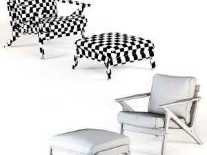 Omax Decor Zola Accent Chair Ottoman 3D Model