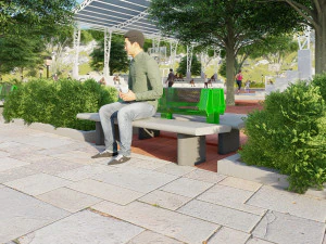 banca pr&eacute;-fabricada em concreto m-30 com espaldar ---banco de concreto pr&eacute;-moldado m-30 com encosto Modelo 3D