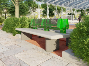 banca prefabricada en concreto m-30 con espaldar ---precast concrete bench m-30 with back Modelo 3D