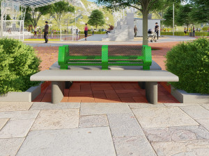 banca prefabricada en concreto m-30 con espaldar ---precast concrete bench m-30 with back Modelo 3D