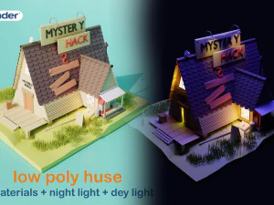 rumah lowpoly lucu 01 Model 3D