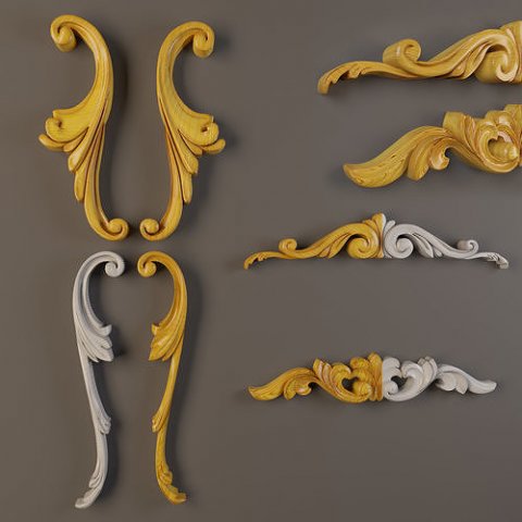 ornament wood01 3D Model .c4d .max .obj .3ds .fbx .stl .blend 