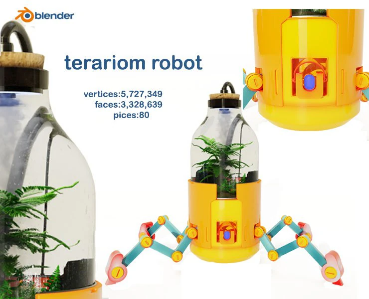 Terrarium robot 3D Model .c4d .max .obj .3ds .fbx .stl .blend 