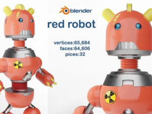 robot merah Model 3D