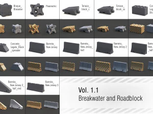 breakwater and roadblock 3D Model