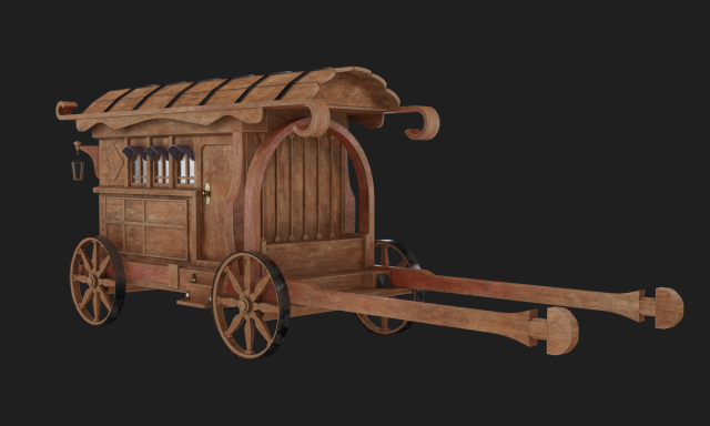 carriage low-poly model Model 3D .c4d .max .obj .3ds .fbx .stl .blend 