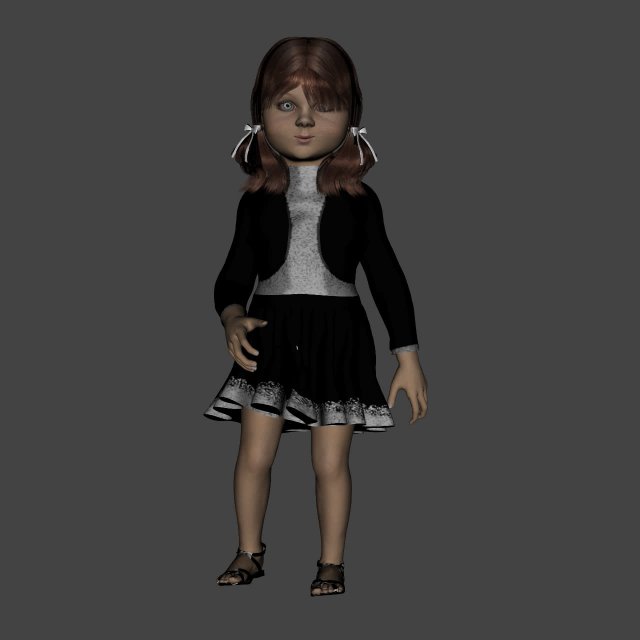 girl in black dress 3D Model .c4d .max .obj .3ds .fbx .stl .blend 