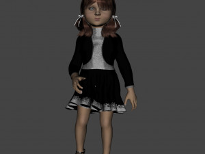 girl in black dress Modello 3D