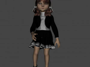 girl in black dress 3D Model
