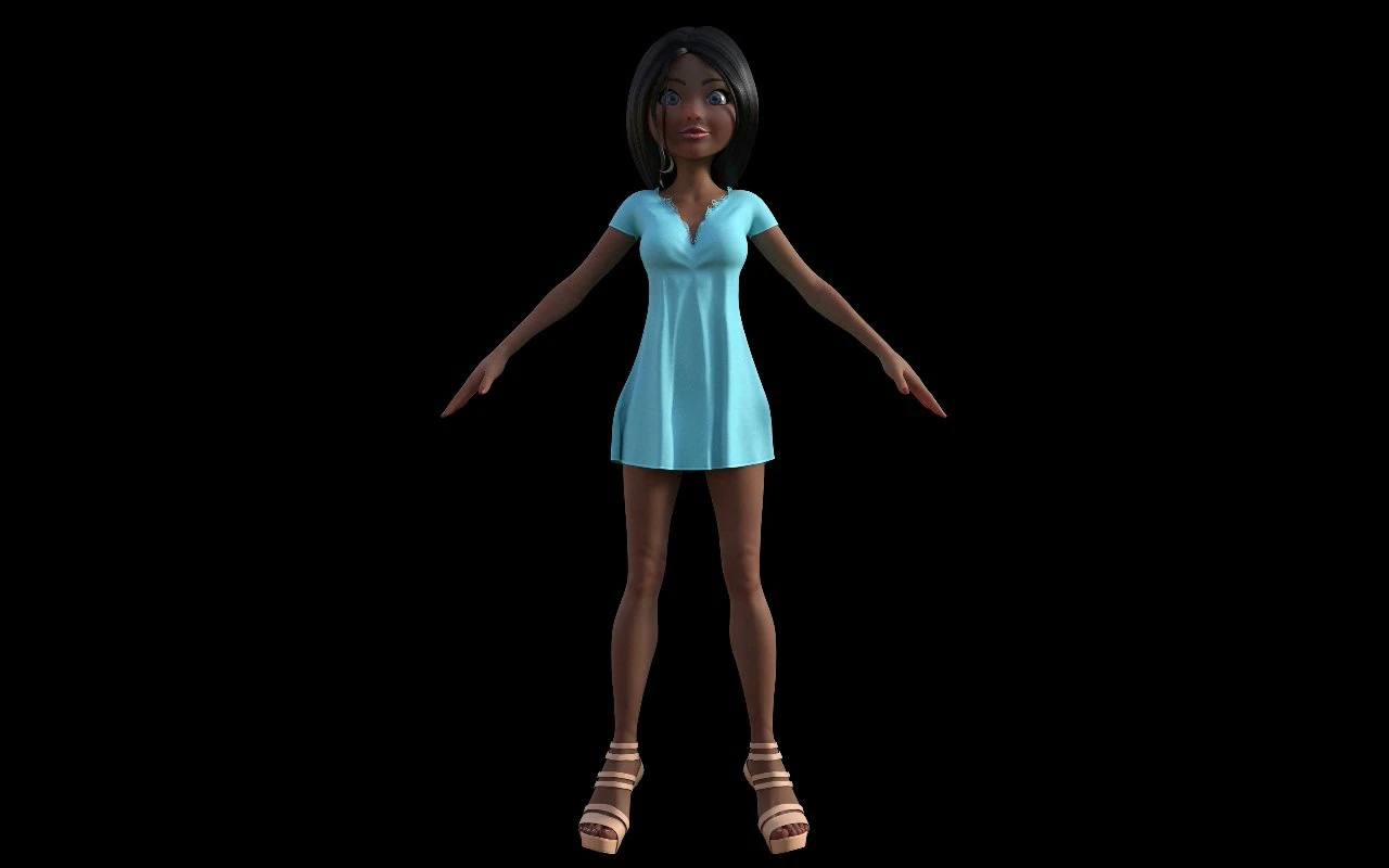 cartoon blue girl 3D Model .c4d .max .obj .3ds .fbx .stl .blend