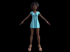 cartoon blue girl 3D-Modell