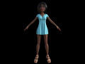 cartoon blue girl 3D Модель