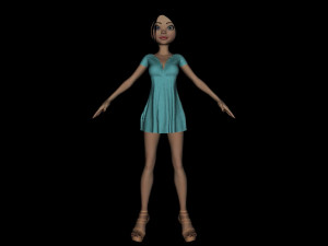 cartoon blue girl 3D Model