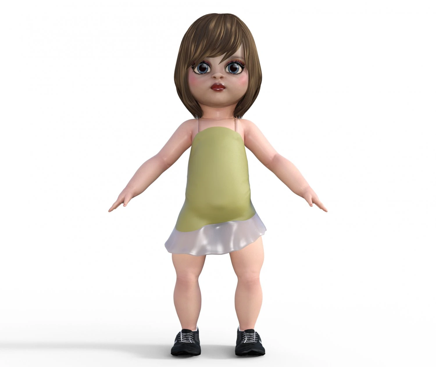 doll in black sneakers 3D Model .c4d .max .obj .3ds .fbx .stl .blend