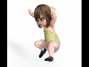 doll in black sneakers 3D Model