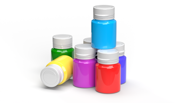 Gouache color paint jars 3D मॉडल .c4d .max .obj .3ds .fbx .stl .blend