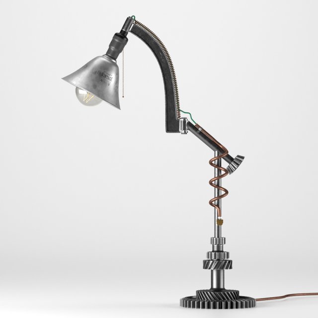 steampunk table lamp 3D 모델 .c4d .max .obj .3ds .fbx .stl .blend 