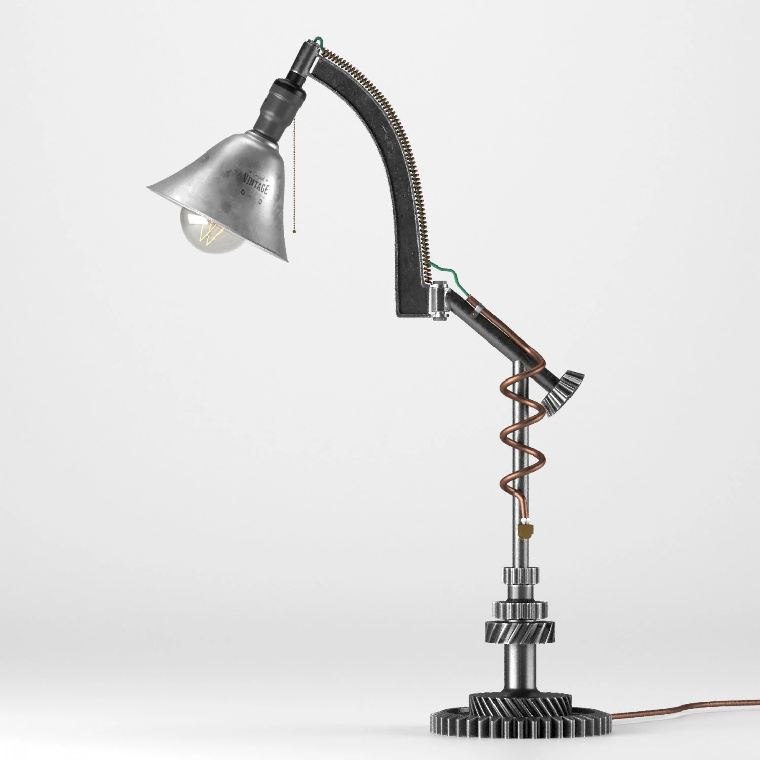 steampunk table lamp 3D Model .c4d .max .obj .3ds .fbx .stl .blend 