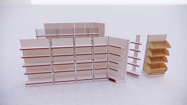 metall shelving system for retail h2255 b500 3D Model .c4d .max .obj .3ds .fbx .stl .blend 
