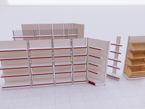metall shelving system for retail h2255 b500 3D Model