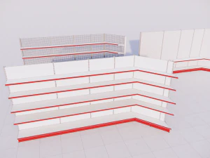 sistema de estanter&iacute;as met&aacute;licas para comercio minorista h2255 b400 Modelo 3D