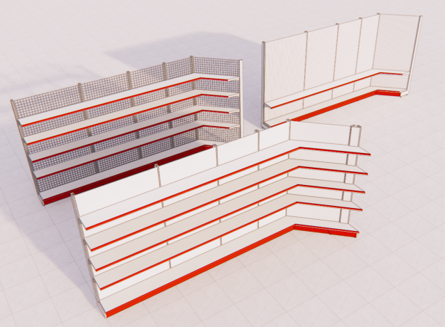 metall shelving system for retail h2255 b300 3D Model .c4d .max .obj .3ds .fbx .stl .blend 