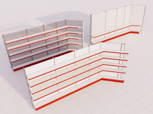 metall shelving system for retail h2255 b300 3D Model
