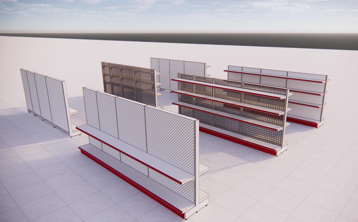 metall shelving system for retail island h1620 b300 3D Model .c4d .max .obj .3ds .fbx .stl .blend 