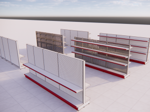 metall shelving system for retail island h1620 b300 3D Model