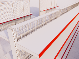 metall shelving system for retail island h1620 b300 3D 模型