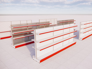metall shelving system for retail island h1620 b300 3D 模型