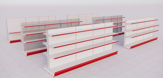 metall shelving system for retail island h1620 b400 3D Modell .c4d .max .obj .3ds .fbx .stl .blend