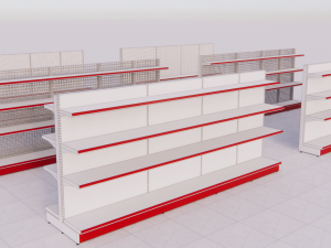 metall shelving system for retail island h1620 b400 3D Model