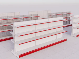 sistema de estanter&iacute;a met&aacute;lica para isla minorista h1620 b400 Modelo 3D