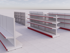 metall shelving system for retail island h1620 b400 3D Modell