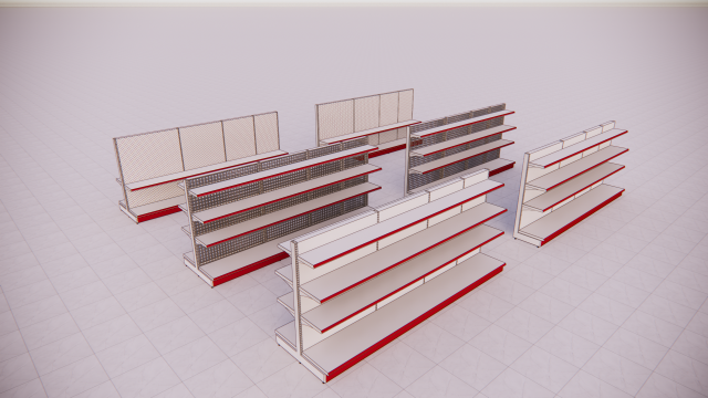 metall shelving system for retail island h1620 b500 3D Model .c4d .max .obj .3ds .fbx .stl .blend 