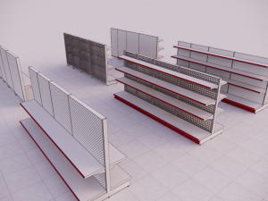 metall shelving system for retail island h1620 b500 3D Model