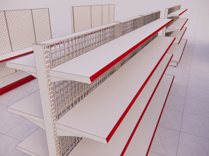 metall shelving system for retail island h1620 b500 3D Model