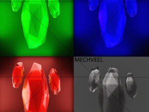 roodgrijsgroenblauw kristal 3D Model