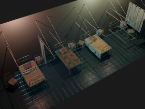 abandoned hospital - asset pack low-poly Modelo 3D