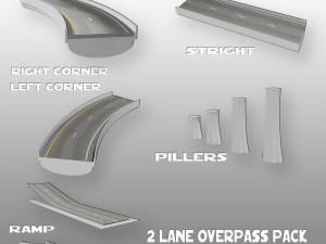 freeway pack 1 - overpass set 3D Model