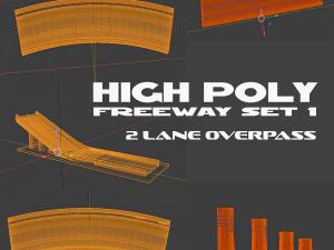 freeway pack 1 - overpass set 3D Model