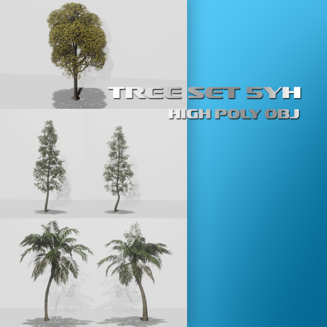 tree set 5yh high poly 3D Model .c4d .max .obj .3ds .fbx .stl .blend 